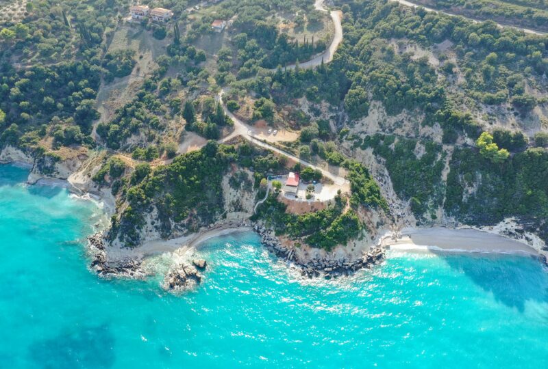 De kust bij Xigia Beach op Zakynthos.